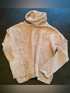 ATHLETA Funnel/Cowl Neck Wool Blend Oversized Sweater Oatmeal Heather Size M